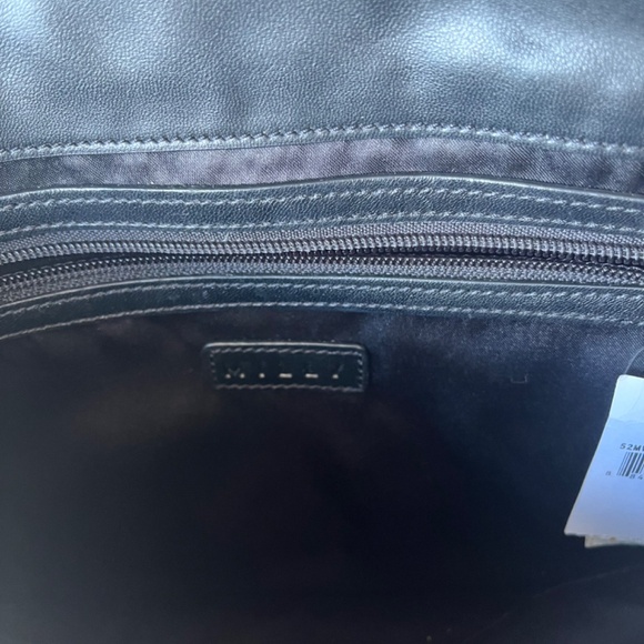 MILLY Mercer Snakeskin Black Leather Shoulder Chain Envelope Clutch - Picture 8 of 11